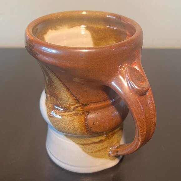 Handcrafted Hand-Thrown Artist Signed Studio Pottery Mug Earthy Metallic Glaze - Picture 8 of 16
